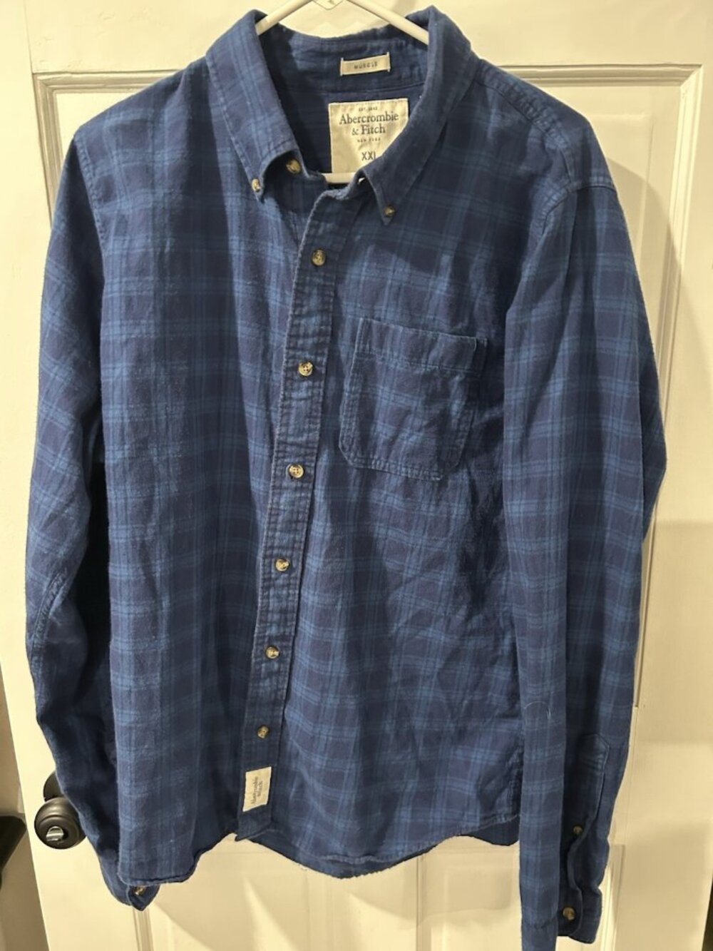 Abercrombie & Fitch Shirt Men's Size XL Plaid Button Up Long Sleeve Muscle